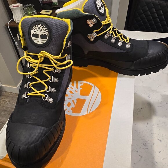 TIMBERLAND HERITAGE RUBBER TOE HIKER BOOTS MEN SHOES Black / Green Nubuck SZ 11 - Picture 3 of 14